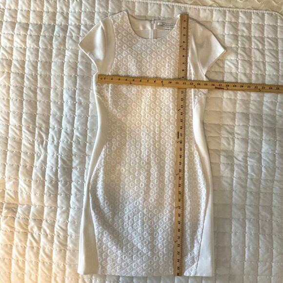 Diane Von Furstenberg Pele Eyelet Panel Cap Sleeve White Knit Dress Size 10 - Picture 6 of 10